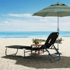 Folding Outdoor Lounge Chair, Portable Reclining Beach Lounger with Face Hole, Detachable Pillow, 4-Position Adjustable Backrest, For Patio, Garden, Poolside, Black