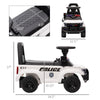 Kids Ride On Sliding Car with Hidden Under Seat Storage, Ride On Police Car for Toddler with Megaphone, Anti Dumping Device, Removable Backrest, Foot-to-Floor Design, White