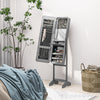 Standing Mirror Jewelry Cabinet, Jewelry Storage Cabinet with LED Lights and Angle Adjustable Full Length Mirror, Grey