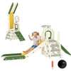 Qaba Foldable 4 in 1 Toddler Slide with Climber, Basketball Hoop, Storage Space and Basketball for Ages 1-3 Years, Cream