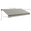 12' x 10' Retractable Awning, 280gsm UV Resistant Sunshade Shelter, for Deck, Balcony, Yard, Light Grey