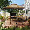 8' x 5' BBQ Grill Gazebo Tent with Double Tiered Canopy for Outdoor Sun Shade,  Khaki