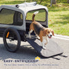 Dog Bike Trailer for Small & Medium Dogs up to 44 lbs, Universal Bicycle Coupler, Flip-Down Ramp Tailgate, Grey