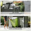 Outdoor Storage Shed Lockable Galvanized Steel Garbage Bin Shed Lift-up Lid for 2 Trash Cans