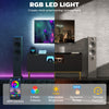 Modern TV Console for TVs up to 50 Inch, Entertainment Center with Smart RGB LED Lights and Soft Close Doors, Black