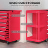 7-Drawer Rolling Tool Chest with Detachable Side Shelf, Lockable Tool Cabinet Box Organizer with Wheels, Red