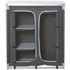Aluminum Camping Table, Camping Kitchen Station Cook Cupborad with 3-Shelf, Storage Organiser for BBQ Party Picnic Grey