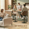 Adjustable Bar Stools Set of 2, Swivel Barstools with Footrest and Back, PU Leather and Steel Round Base, Coffee