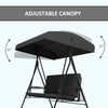 3-Seat Outdoor Porch Swing Patio Swing with Adjustable Canopy, Side Tray, Removable Cushion for Garden, Poolside