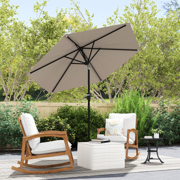 Patio Sun Umbrella, Outdoor Parasol with 6 Ribs, Khaki