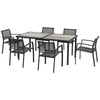 7 Pieces Outdoor Dining Set with 6 Stackable Chairs, Patio Table and Chairs with Plastic Top, Breathable Mesh Seat Back