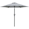 Patio Sun Umbrella, Outdoor Parasol with 6 Ribs, Light Grey