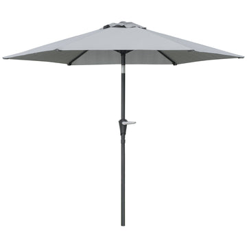 Patio Sun Umbrella, Outdoor Parasol with 6 Ribs, Light Grey