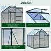 Greenhouse Garden, Green House, Outdoor Greenhouse Kit, PC Board with Sliding Door, 6.2' x 6.3' x 6.6'