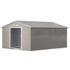 11' x 13'Garden Storage Shed w/ Foundation Kit Metal Tool Storage House w/ Double Doors, Light Grey