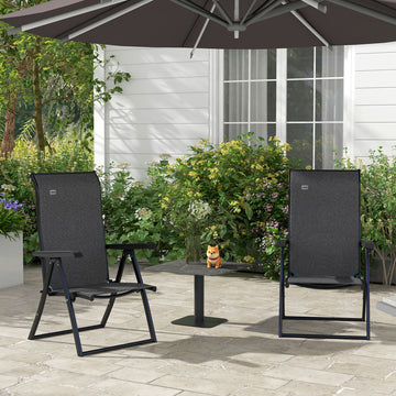 2PCs Outdoor Wicker Folding Chairs with Adjustable Backrest, Grey