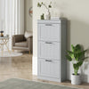 Slim Shoe Cabinet with 3 Flip Drawers and Adjustable Shelves, Narrow Shoe Cabinet for 15 Pairs of Shoes, Grey