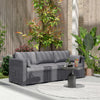 3 Seater Wicker Patio Sofa with Side Trays, Outdoor Couch with 6
