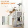 63 Inch Cat Tree with Sisal Scratching Posts, Condos, Plush Perches, Hammock, Ladder, Dangling Balls, Light Grey