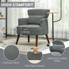 Modern Accent Chair, Upholstered Armchair with Solid Wood Legs and Lumbar Pillow for Living Room, Grey