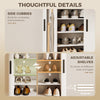 Shoe Cabinet Adjustable Shelves Shoe Storage Cabinet Side Cubbies Tambour Door, White