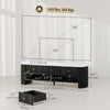 TV Stand, Modern TV Table with Marble-Effect Top, 3 Drawers and 2 Open Shelves for 32-65 Inch Television