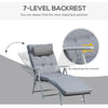 Outdoor Folding Chaise Lounge Chair Recliner with Portable Design, Adjustable Backrest, Cushion and Headrest, Grey