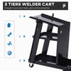 3 Tier Welding Cart Welder Trolley Garage Welding/Plasma Cutter Cart for Tanks Gas Bottles w/ Safety Chain Black