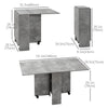 Extendable Dining Table, Collapsible Folding Table w/ 2-tier Shelves and Rolling Casters, Grey