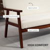 Compact Loveseat Sofa Couch Linen Fabric Double Seat Sofa with Rubber Wood Legs, Cream White