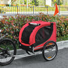Dog Bike Trailer, Pet Cart Bicycle, Wagon Cargo Carrier Attachment with Hitch, Reflectors, Flag for Small Medium Dogs, Pet Wheelchair for Travelling, Red