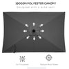 6' x 10' Patio Umbrella with 22 LED Solar Lights and Tilt, Rectangular Outdoor Table Umbrella with Crank, Dark Grey