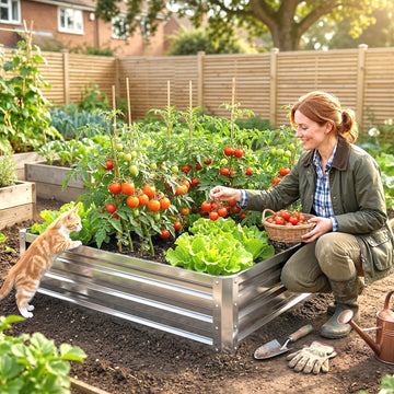 4' x 4' x 1' Galvanized Raised Garden Bed, Outdoor Metal Planter Box with Open Bottom, Square Raised Garden Box for Vegetables, Flowers, Herbs, Silver