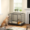 43 Inch Heavy Duty Dog Crate, Extra Large Metal Dog Cage with Lockable Wheels and Removable Tray