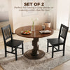 Dining Chairs Set of 2, Kitchen Chair with Slat Back, Pine Wood Structure for Living Room and Dining Room, Black