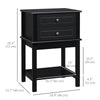 Modern Sofa Side Table, Accent End Table with Drawers and Storage Shelf, Nightstand for Bedroom Living Room, Black
