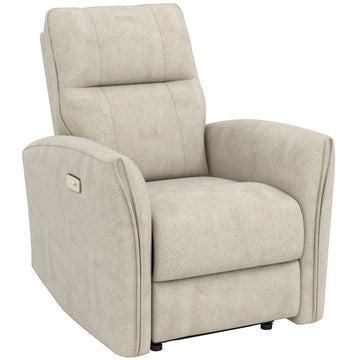 Power Recliner Chair, Dyed Fabric (Like Leathaire) Upholstered Recliner Chair with USB Ports, Footrest, Beige