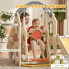 Qaba 5-in-1 Toddler Slide and Swing Set with Adjustable Swing Seat, Climber and Basketball Hoop for Indoor Outdoor, Cream