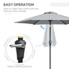 Patio Sun Umbrella, Outdoor Parasol with 6 Ribs, Light Grey