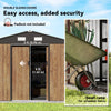 9.1'x6.4'x6.3' Garden Storage Shed w/ Foundation Kit Metal Tool Storage House w/ Double Doors, Teak Wood Effect