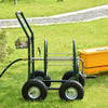 Garden Hose Reel Cart, Portable Hose Organizer with Hose Guide System, 4 Wheels & Storage Basket for Yard, Garden, Farm