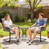 C Spring Motion Patio Chairs Set of 2 with Curved High Backrest, Armrest, All Weather Breathable Fabric, Metal Frame, Mixed Grey