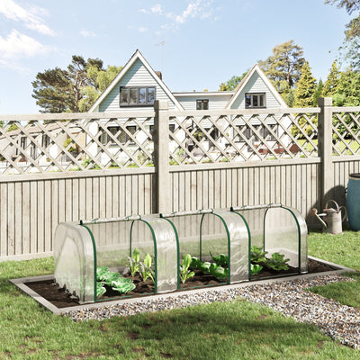 10' x 3' x 2.5' Portable Mini Tunnel Greenhouse with 3 Zipped Doors, Easy Assembly, Clear