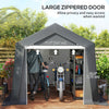 7' x 12' Outdoor Storage Shed Portable Garage with Roll-up Door for Motorcycle, Bike, Garden Tools, Dark Grey
