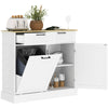 Hidden Garbage Bin Cabinet, Tilt Out Trash Cabinet w/ 2 Drawers, Freestanding Kitchen Island for Laundry