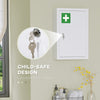 Lockable Medicine Cabinet, 3 Tier Steel Medical Wall Box with 2 Keys and Shelves for Bathroom, White
