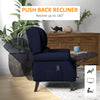 Massage Recliner Chair for Living Room, Push Back Recliner Sofa, Suede Wingback Reclining Chair with Extendable Footrest, Wood Legs, Remote Control, Side Pockets, Blue