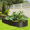 6' x 3' x 1' Large Outdoor Planter Box, Galvanized Raised Garden Bed with Metal Plant Stake, Silver, Black