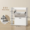 Shoe Cabinet with 2 Flip Drawers, 3 Side Compartments, Adjustable Shelves, 8-12 Pairs for Entryway Hallway, White