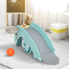 Qaba 3-in-1 Kids Slide And Rocking Horse Dual-Use Children Activity Equipment Portable Slide Indoor Outdoor Playground Toy W/ Basketball Hoop Toddler Birthday Gift, Age 1.5-3, Green